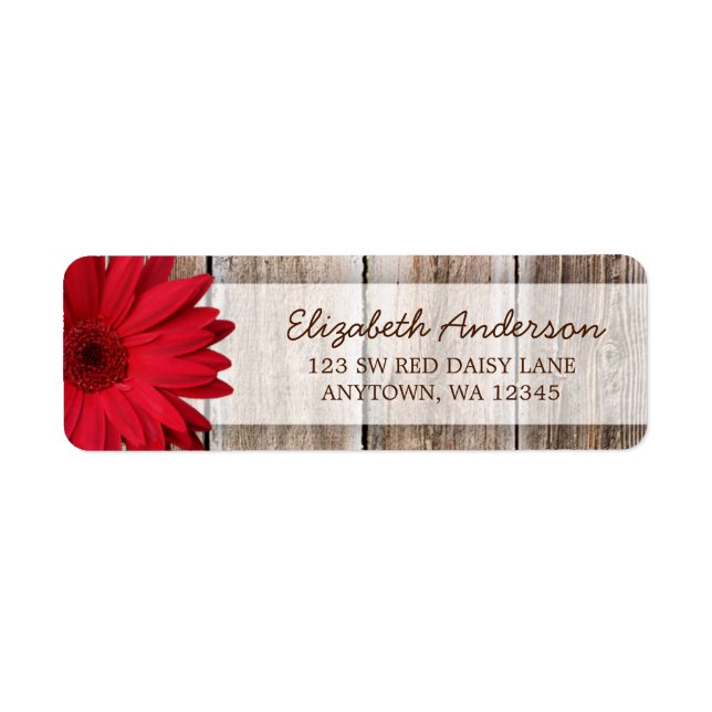 Etiqueta Red Daisy Rustic Barn Wood Labs (Frente)