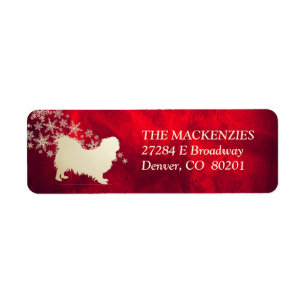 Etiqueta Red Dourado Winter Pekingese Return Address