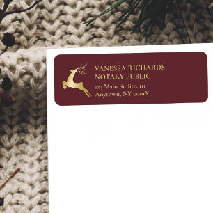 Etiqueta Red & Dourado Winter Reindeer Holider Business Tít