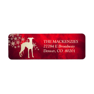 Etiqueta Red Dourado Winter Whippet Return Endereço