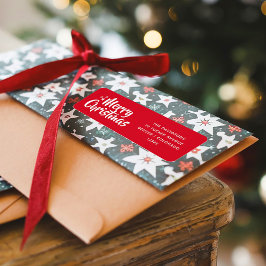 Etiqueta Red Fession Script Font Simples Feliz Natal