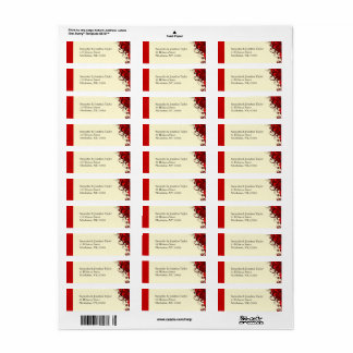 Etiqueta Red Floral em White Return Address Labs Favoritos