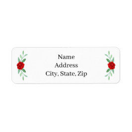 Etiqueta Red Floral Greenery Endereço Labels