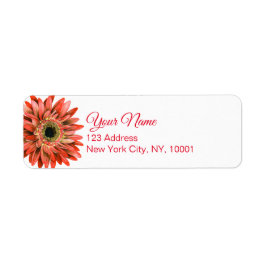 Etiqueta Red Gerber Daisy Watercolor Calliographic