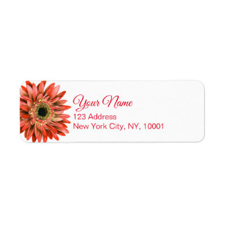 Etiqueta Red Gerber Daisy Watercolor Calliographic
