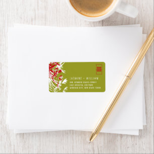 Etiqueta Red & Green Bamboo deixa endereço de casamento chi