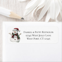 Etiqueta Red Green Christmas Snowman