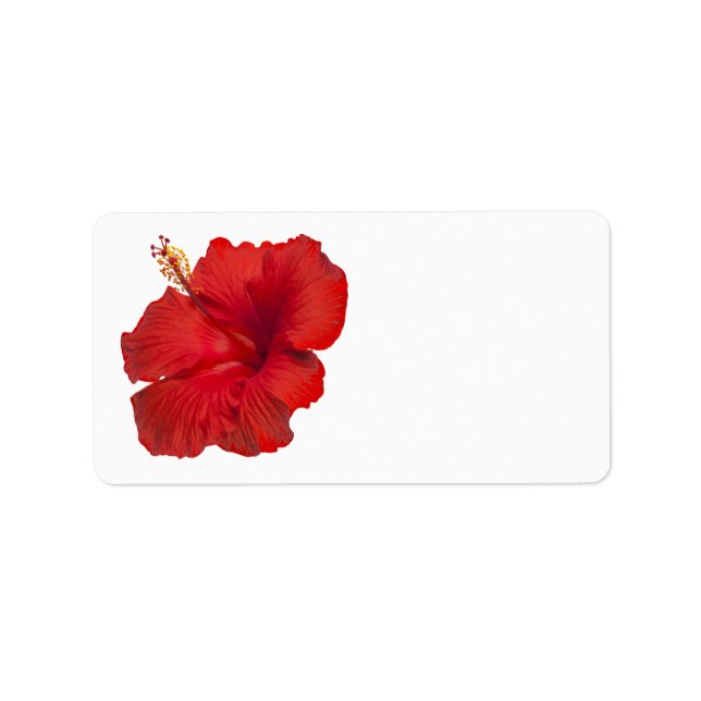 Etiqueta Red Hibiscus em Branco - Modelo personalizado (Frente)