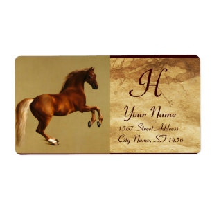 Etiqueta RED HORSE MONOGRAMA, pergaminho castanho