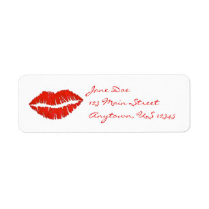 Etiqueta Red Lipstick Lábios Kiss Impressão Dia de os namor