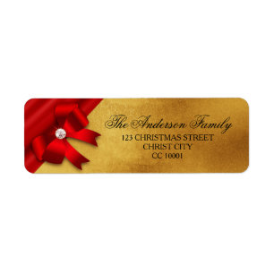 Etiqueta Red Loop, Diamond, Dourado Endereço de Natal Glit