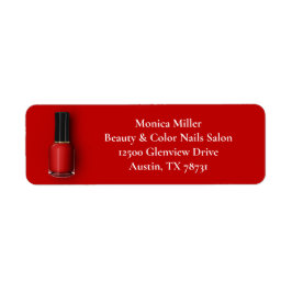 Etiqueta Red Nail Polonês Personalizado Bela Salão Endereço