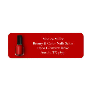 Etiqueta Red Nail Polonês Personalizado Bela Salão Endereço