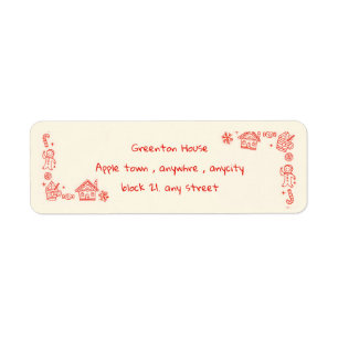 Etiqueta Red Playful Doodle Desenhado à Mão no Natal