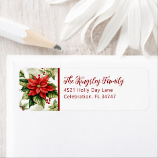 Etiqueta Red Poinsettia Natal clássico