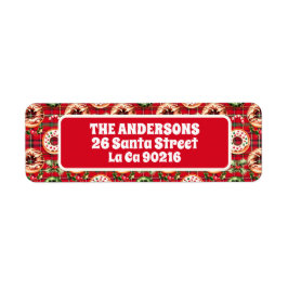 Etiqueta Red Retro Natal Rosquinhas Red Tartan Xadrez
