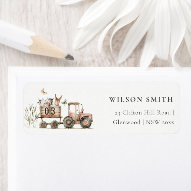 Etiqueta Red Rust Farm Animais Trator Kids (Insitu)