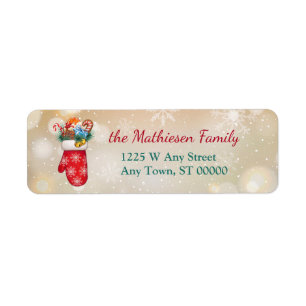 Etiqueta Red Snowflake Mitten com Goodies de Natal