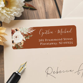 Etiqueta Red Terracotta Pampas Grass Endereço de Devolução 