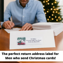 Etiqueta Red Truck with Christmas Tree Return Address