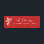 Etiqueta Red Vintage Holly Christmas Holiday Endereço de de<br><div class="desc">Apresentando nossos colchões originais desenhados à mão com uma sensação de safra e um fundo vermelho. Todas as cores são personalizáveis com a ferramenta de edição.</div>