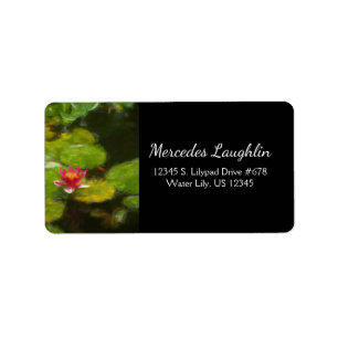 Etiqueta Red Water Lily Blossom Impressionante Arte Digital