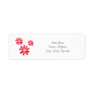 Etiqueta Red Watercolor Daisy 2 Trio