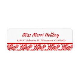 Etiqueta Red White Peppermint Editable Return Address