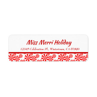 Etiqueta Red White Peppermint Editable Return Address