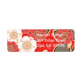 Etiqueta Red & White Sakura Japan Kimono