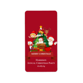 Etiqueta Red & White Simple Feliz Natal