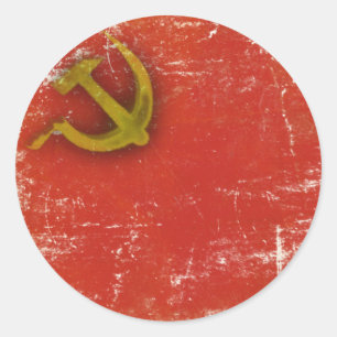 Etiqueta redonda com a bandeira velha suja de