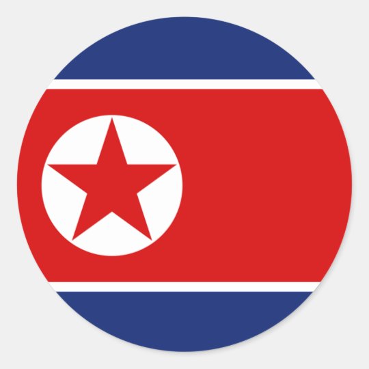 Etiqueta Redonda Da Bandeira Da Coreia Do Norte Zazzle Portugal