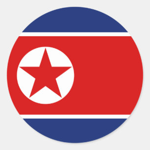 Etiqueta redonda da bandeira da Coreia do Norte
