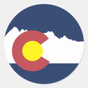 Etiqueta redonda da bandeira de Colorado da