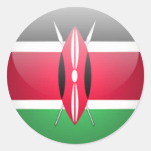 Etiqueta redonda da bandeira de Kenya