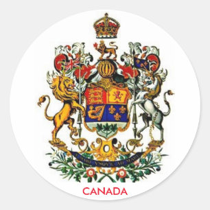 Etiqueta redonda da brasão de Canadá