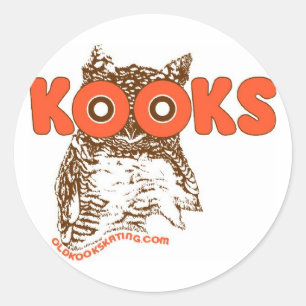 Etiqueta redonda da coruja Kooky