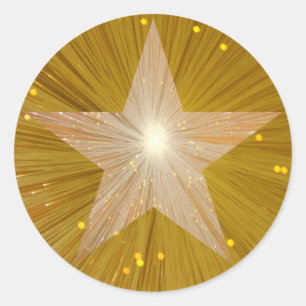 Etiqueta redonda da estrela Dourado