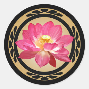 Etiqueta redonda da flor de Lotus