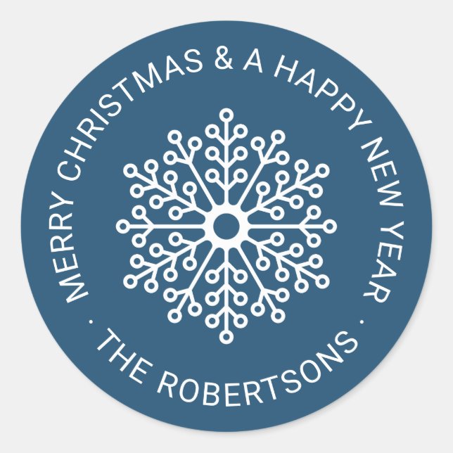 Etiqueta redonda de Feriado de Neve Branco (Frente)