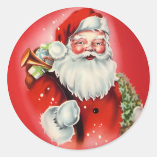 Etiqueta redonda de Papai Noel do vintage