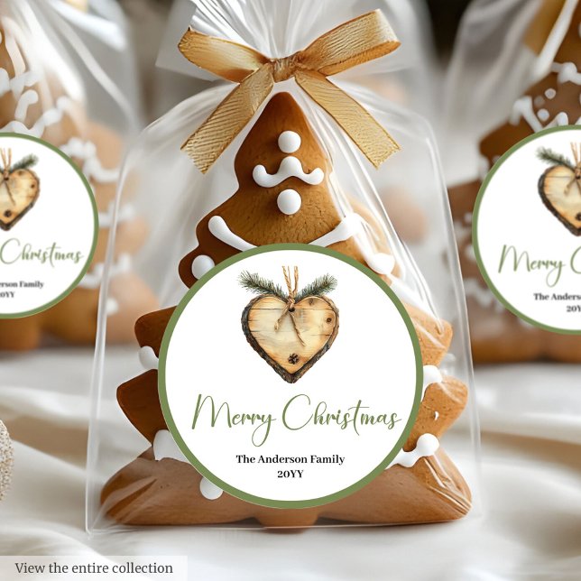 Etiqueta Redonda de Presente de Natal Botânico Boh (Rustic Boho Botanical Holiday Gift Tag Round Label

)