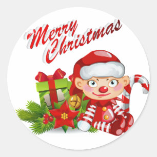 Etiqueta redonda do ajudante do papai noel,