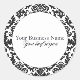 Etiqueta redonda do damasco preto chique de