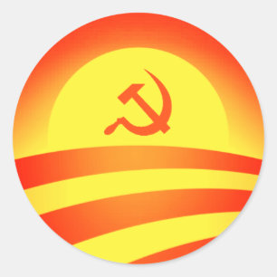 Etiqueta redonda do logotipo de Obama do Commie