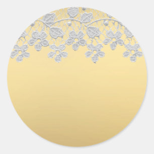 Etiqueta redonda do ouro & do laço