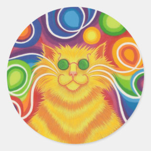 etiqueta redonda do Psy-gato-delic
