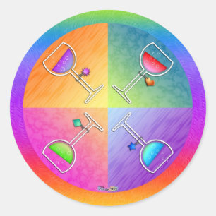 Etiqueta redonda do vinho do pop art