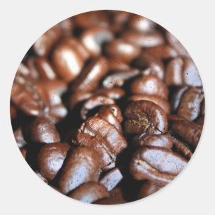 Etiqueta redonda dos feijões de café